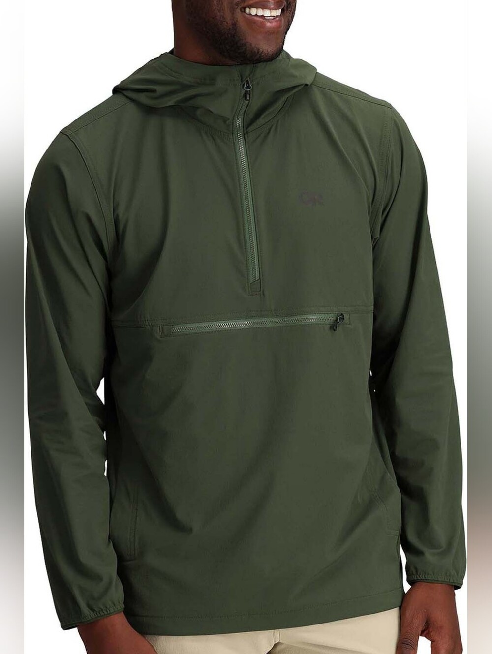 Outdoor Research Green Ferrosi Anirak Hooded Half-Zip Pullover